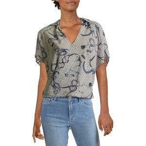 CQ by CQ Status Print Cross Bodice Wrap Top Sz M NWT